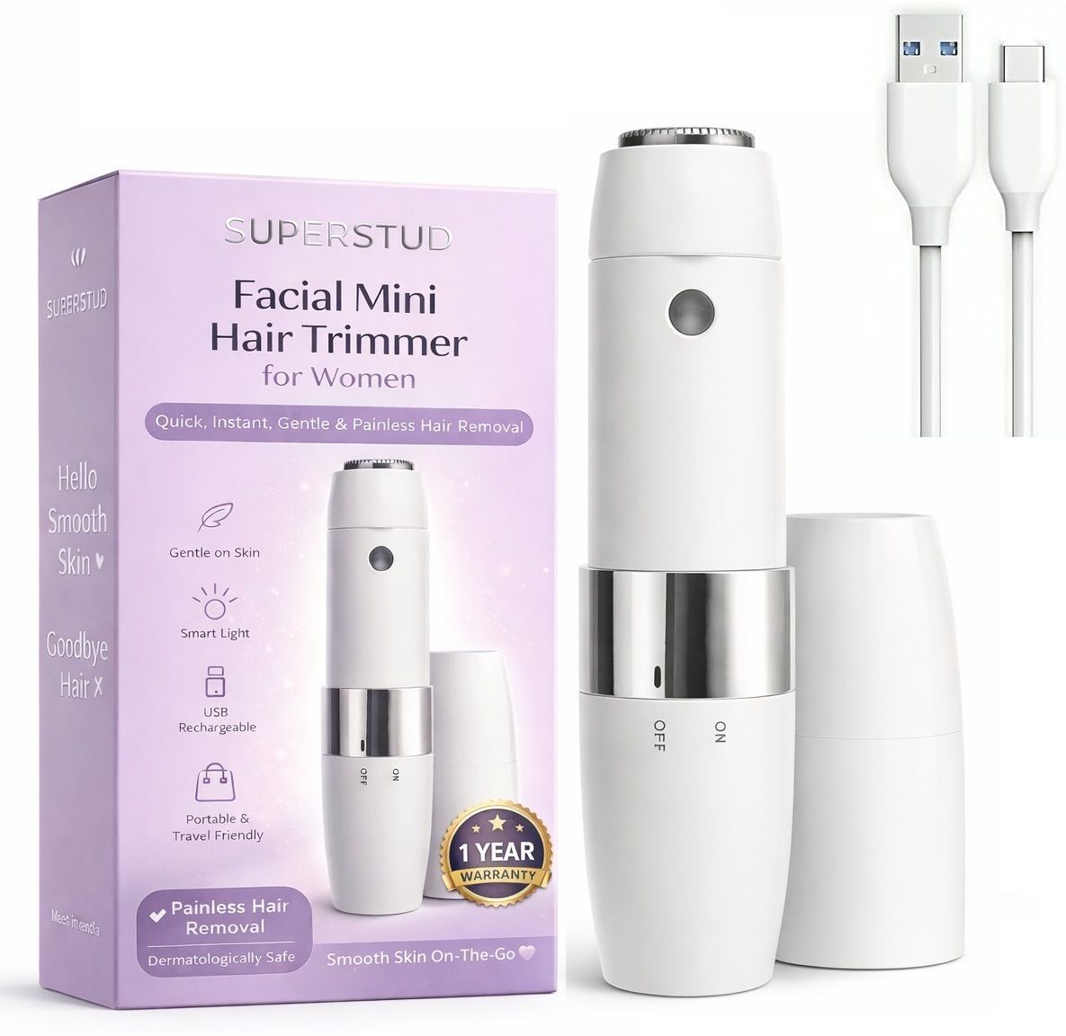 SUPERSTUD face trimmer for women, face hair remover machine, eyebrow trimmer Trimmer 120 min Runtime 1 Length Settings-image-20