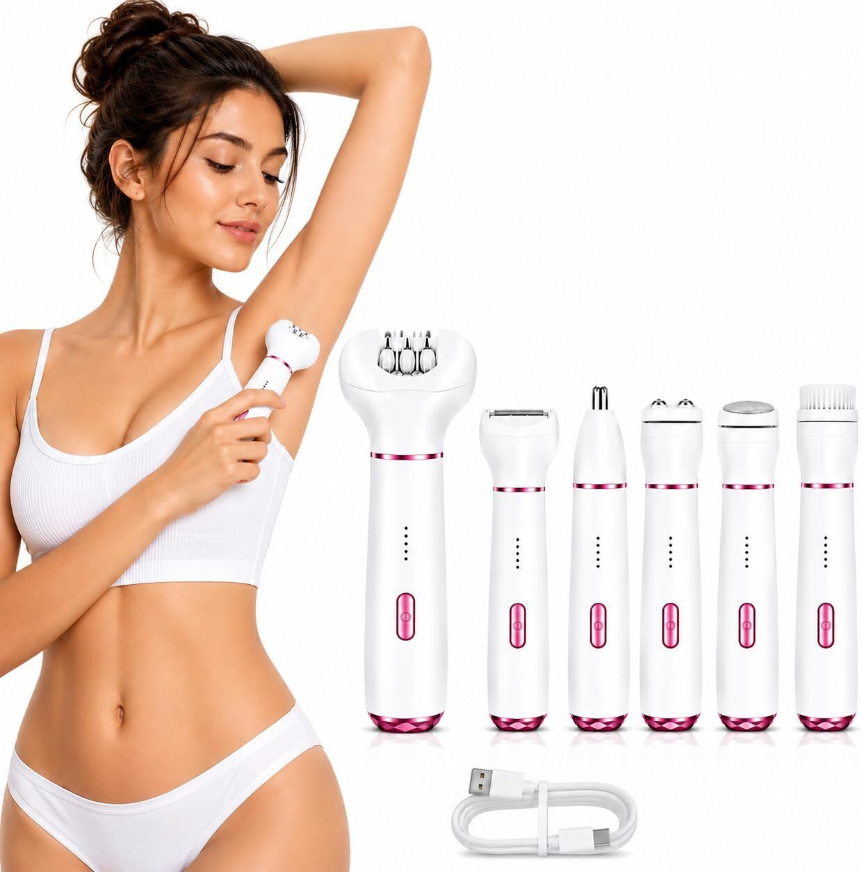 DV ENTERPRISE 6 in 1 Rechargeable Women's Bikini Trimmer Cordless Hair Remover Fully Waterproof Grooming Kit 90 min Runtime 0 Length Settings-picture-14