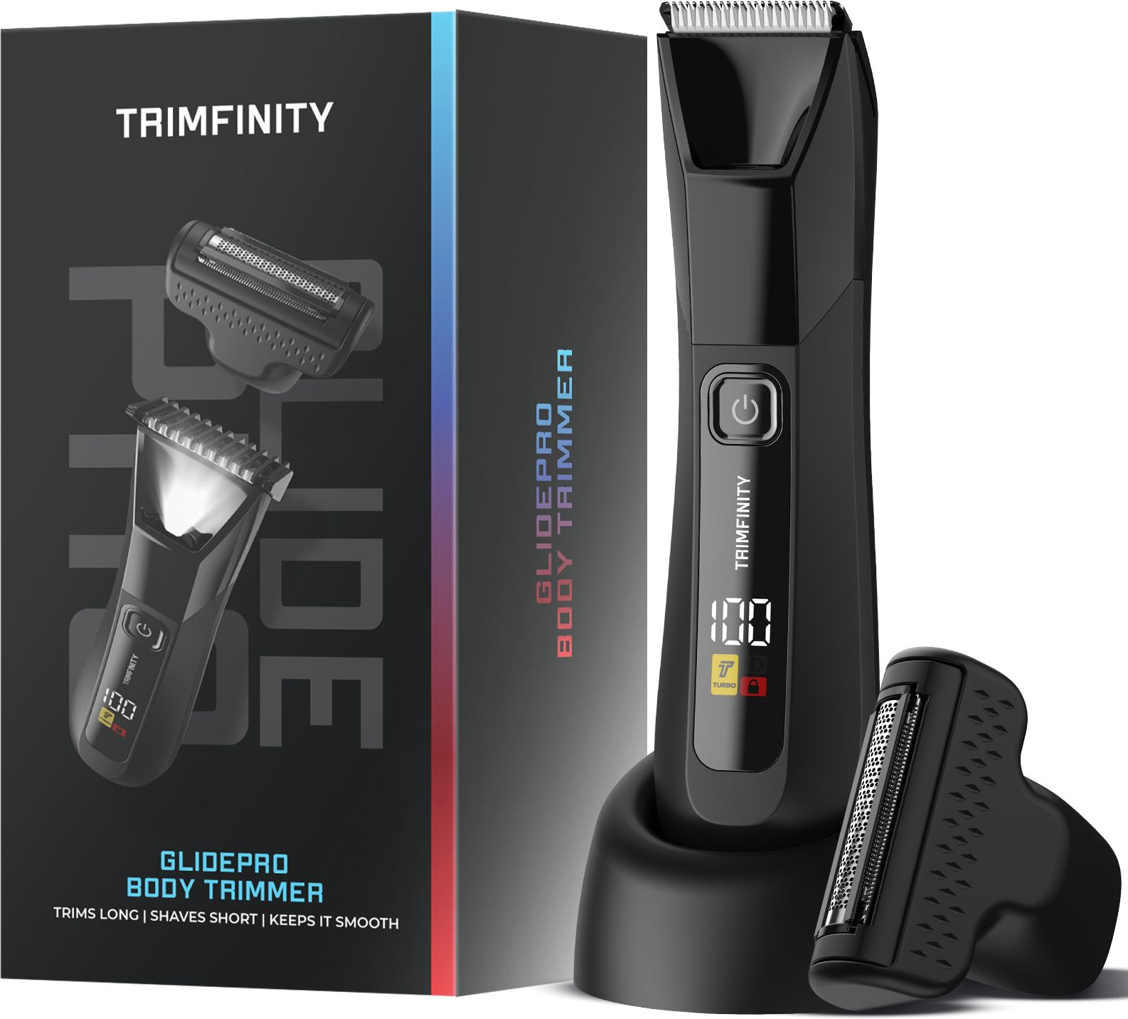 Trimfinty GlidePro Trimmer for Men | Precision Beard & Body Trimmer with Foil Shaver Fully Waterproof Grooming Kit 60 min Runtime 2 Length Settings