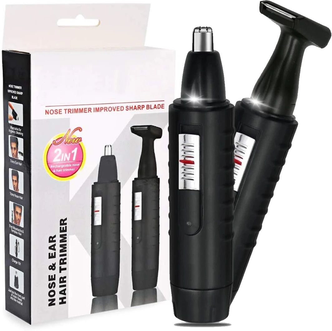 KMI Professional 2 in 1 Nose/Beard/Eyebrows Trimmer Rechargeable washable Head Grooming Kit 45 minRuntime 2 Length Settings