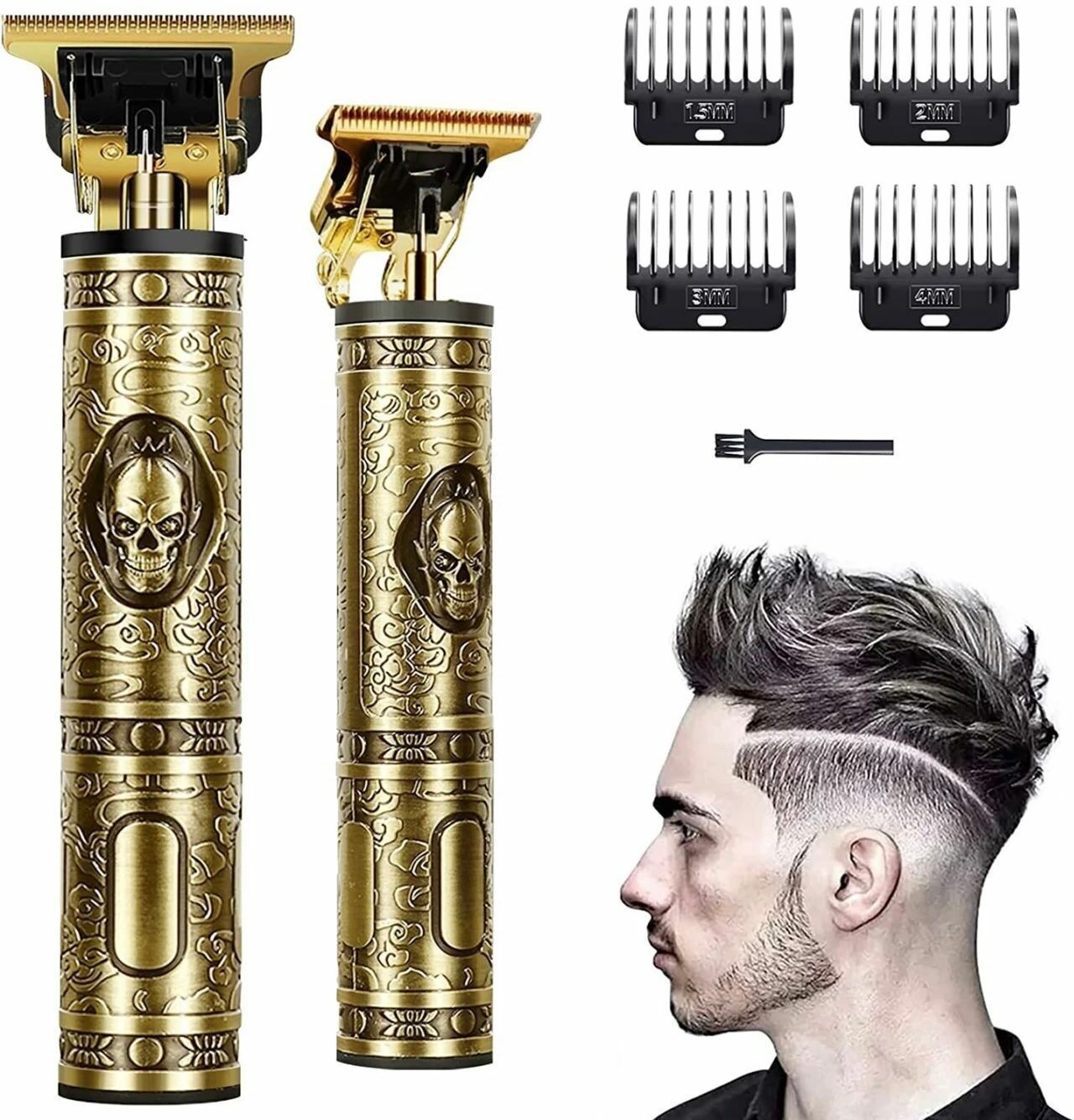 uniexclusive golden stainless steel hair trimmer Grooming Kit 60 min Runtime 4 Length Settings