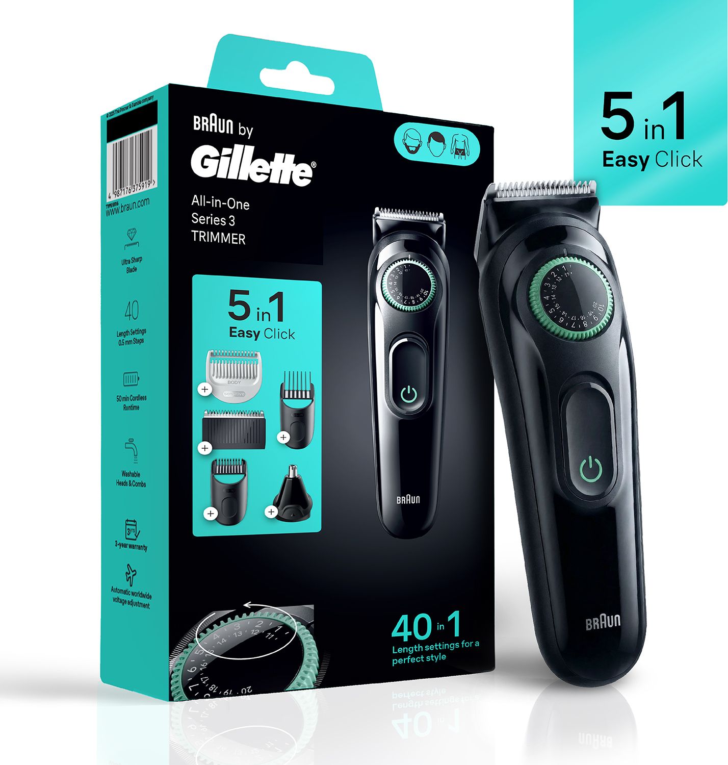 Gillette AIO3 Trimmer 50 min Runtime 40 Length Settings-image-28