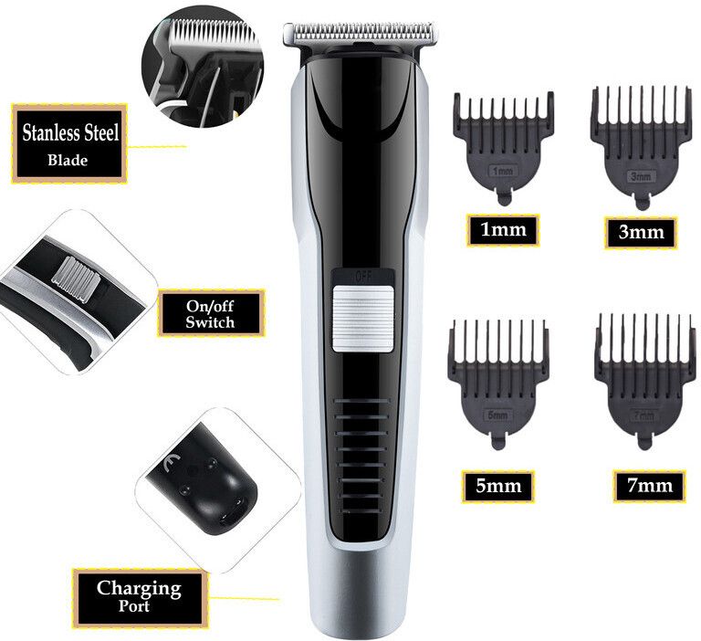 ZYRIAN Professional Rechargeble Hair Clipper Stainless Steel Fully Waterproof Trimmer 45 min Runtime 4 Length Settings-image-5