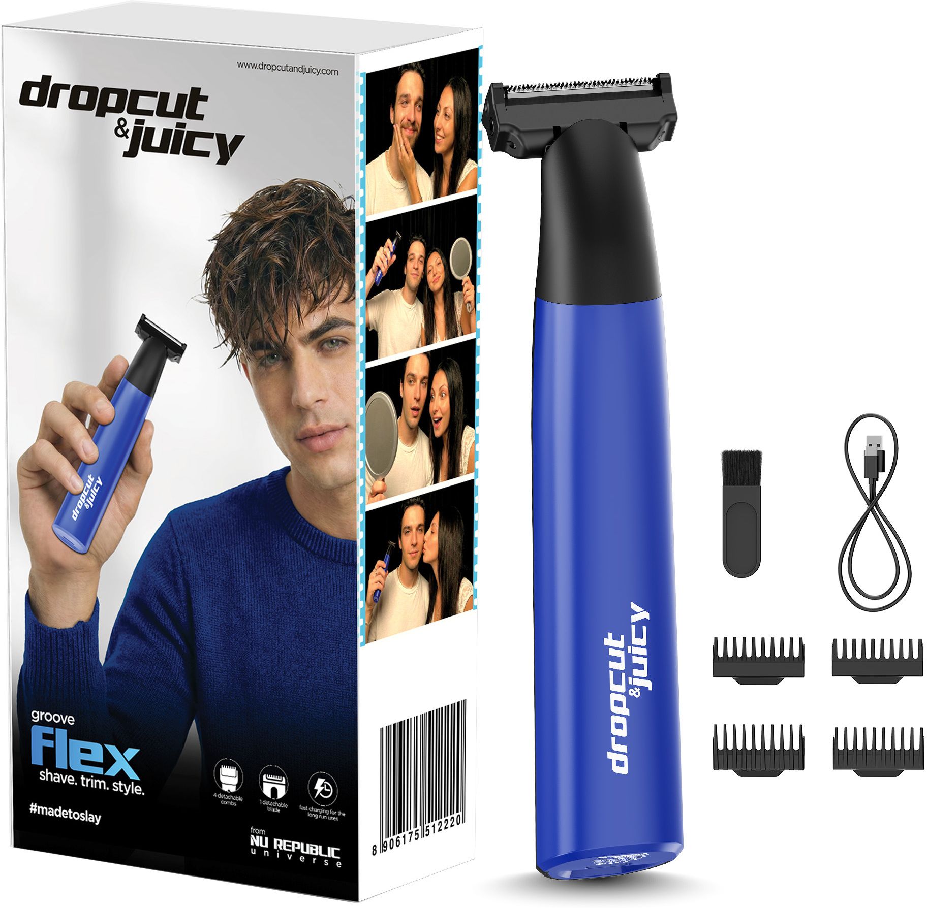 Dropcut & Juicy Groove Flex Body, Beard, Hair, OneBlade, No Nicks & Cuts, Shaver for Men, Grooming Kit 100 min Runtime 4 Length Settings-image-33