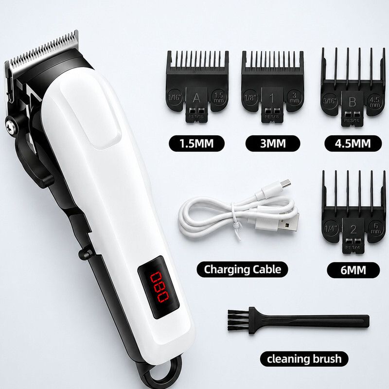 MynxeHTC Barber-Combo Electric-Shaver Rechargeable 1500mAh Professional Hair Cipper Fully Waterproof Trimmer 135 min Runtime 5 Length Settings-image-37