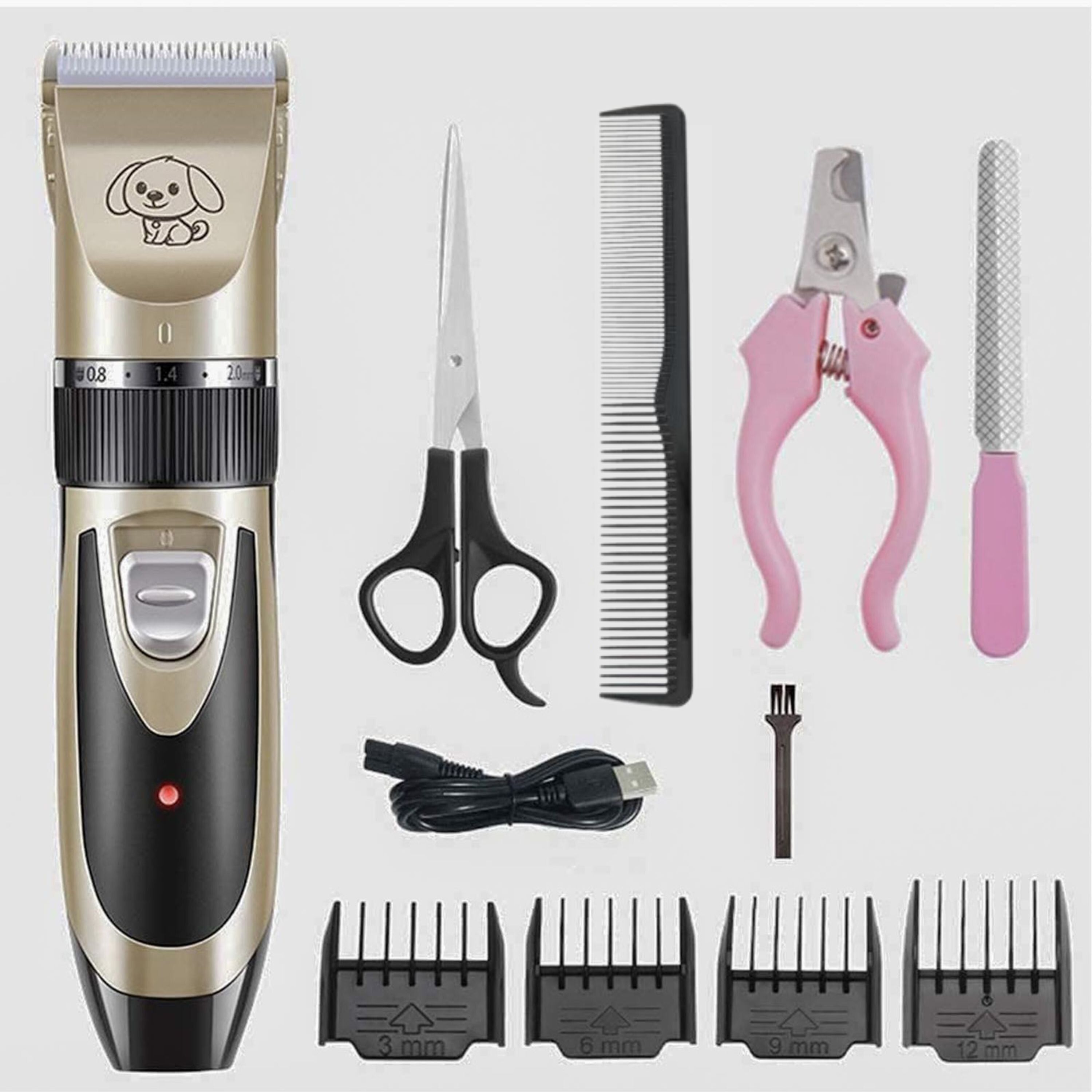 EVETIS Pet Hair Trimmer Dogs & Cats Grooming Machine Wireless Rechargeable Grooming Kit 180 minRuntime 8 Length Settings