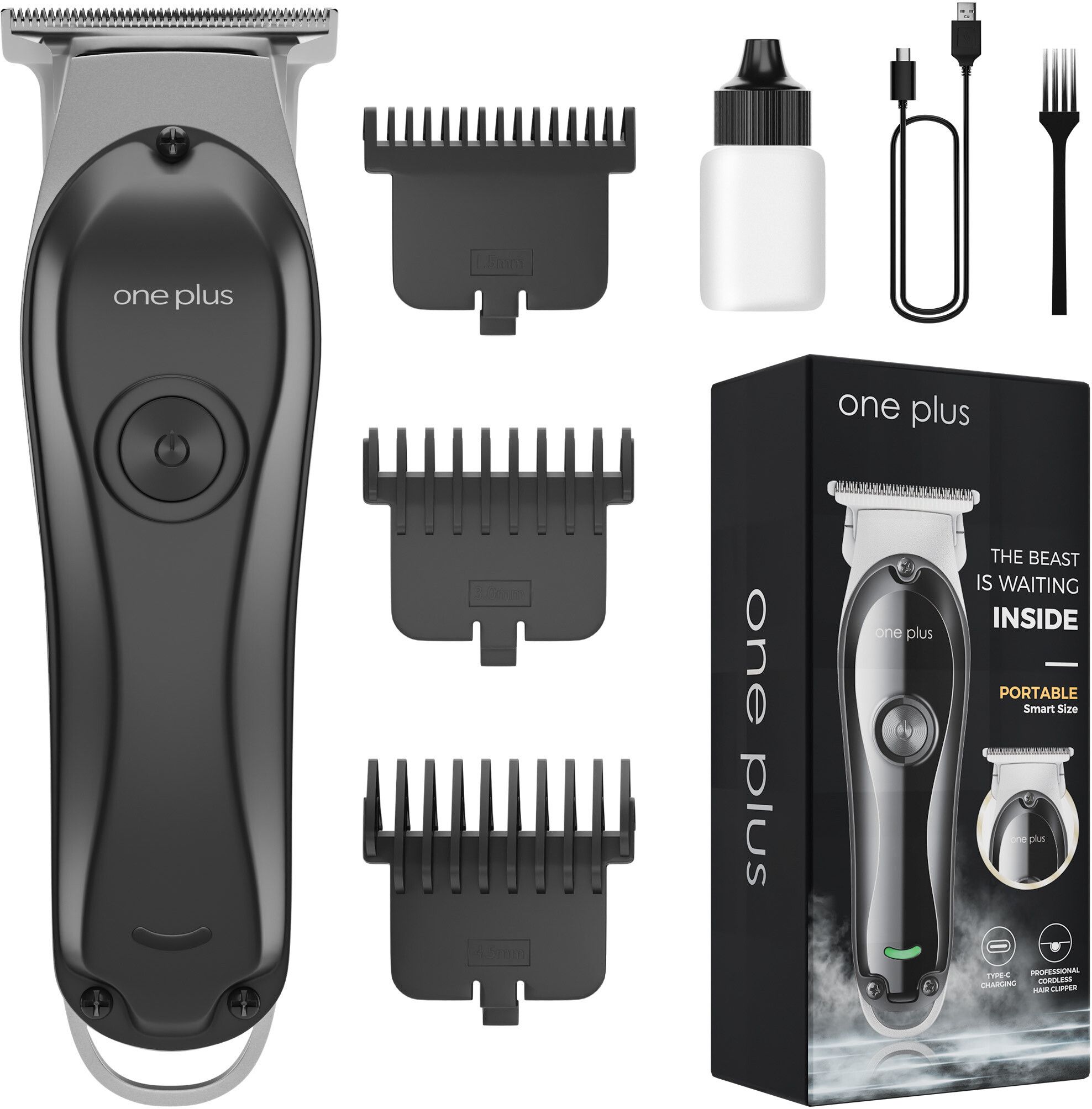 One Plus OP 118 Cordless Professional Small Size Clipper,waterproof With Turbo Mode Hair Trimmer 90 minRuntime 4 Length Settings