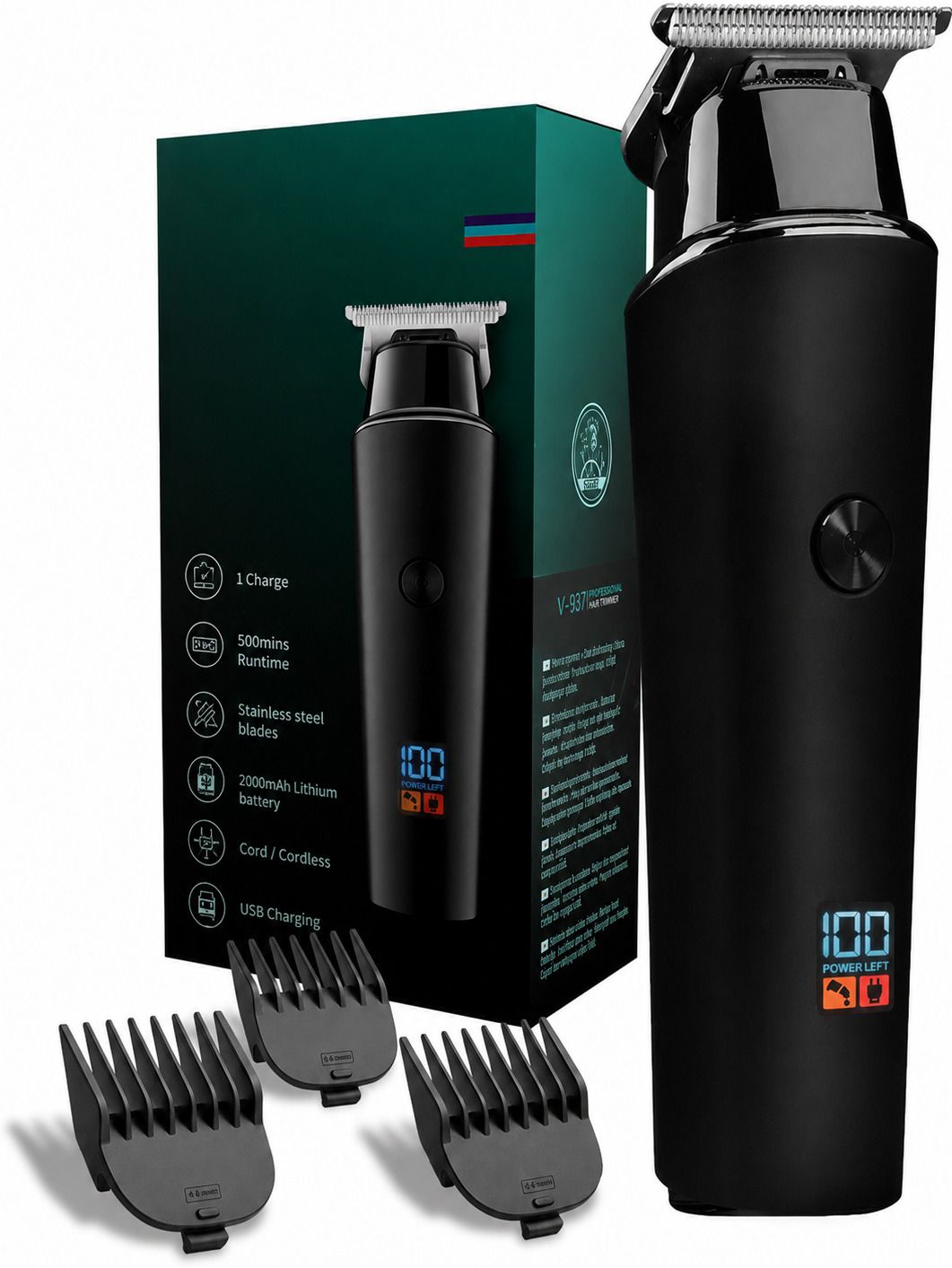 Zeno volt RS_106 Trimmer for Men with LCD Display, Cordless Clipper with Adjustable Trimmer 120 min Runtime 4 Length Settings-image-42