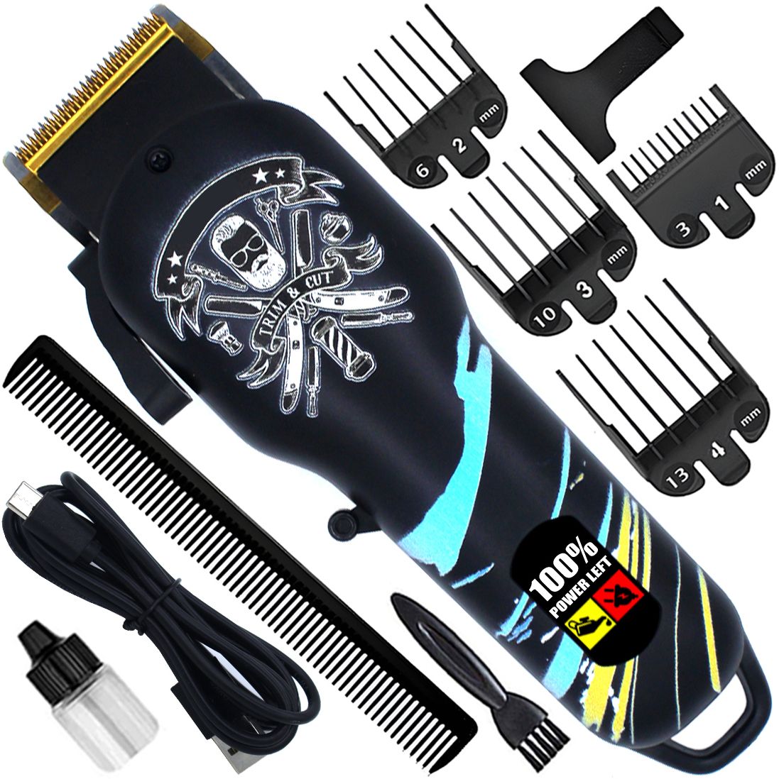 ghc Men’s Rechargeable AW Powerful Hair Clipper Beard Moustache Hair Cutting Trimmer Fully Waterproof Grooming Kit 410 minRuntime 8 Length Settings