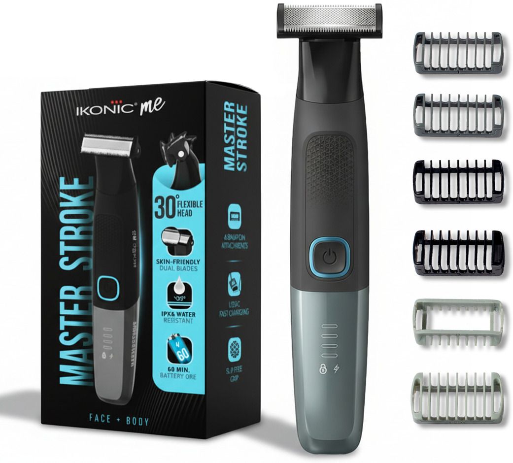 IKONIC ME Masterstroke 6-in-1 Fully Waterproof Body Groomer 58 min Runtime 6 Length Settings-image-4