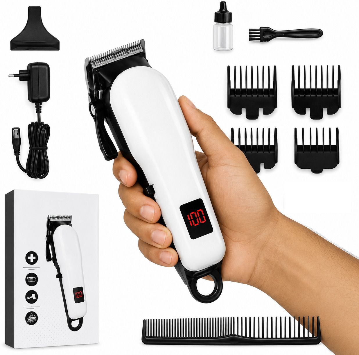 Zeno volt 809A Charge Powerful Hair Trimmer Rechargeable Hair Clipper Beard Shaver Trimmer 240 min Runtime 5 Length Settings-image-31