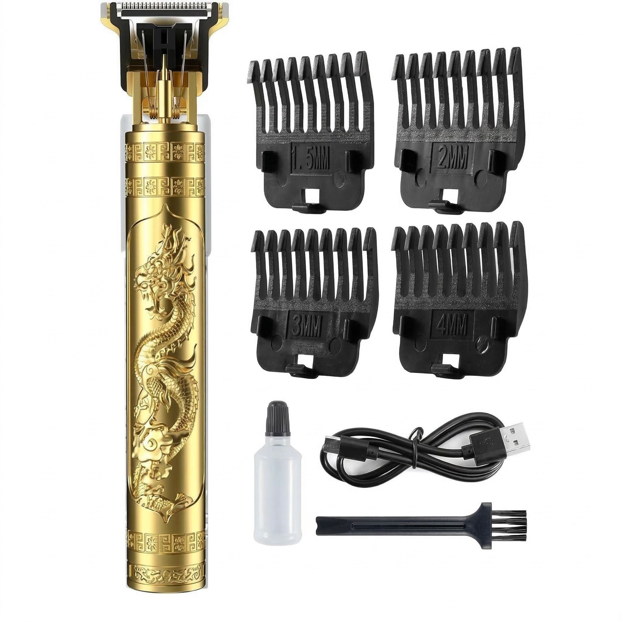 Apicbite Hair Trimmer For Men –Golden Metal Body,Cordless,4 Guide Combs,USB Rechargeable Trimmer 120 min Runtime 4 Length Settings-image-3
