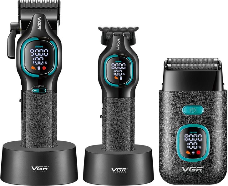 VGR V-886 S3 Professional 3-in-1 Barber Combo Kit with Hair Clipper, Shaver & Trimmer 200 min Runtime 15 Length Settings-image-25