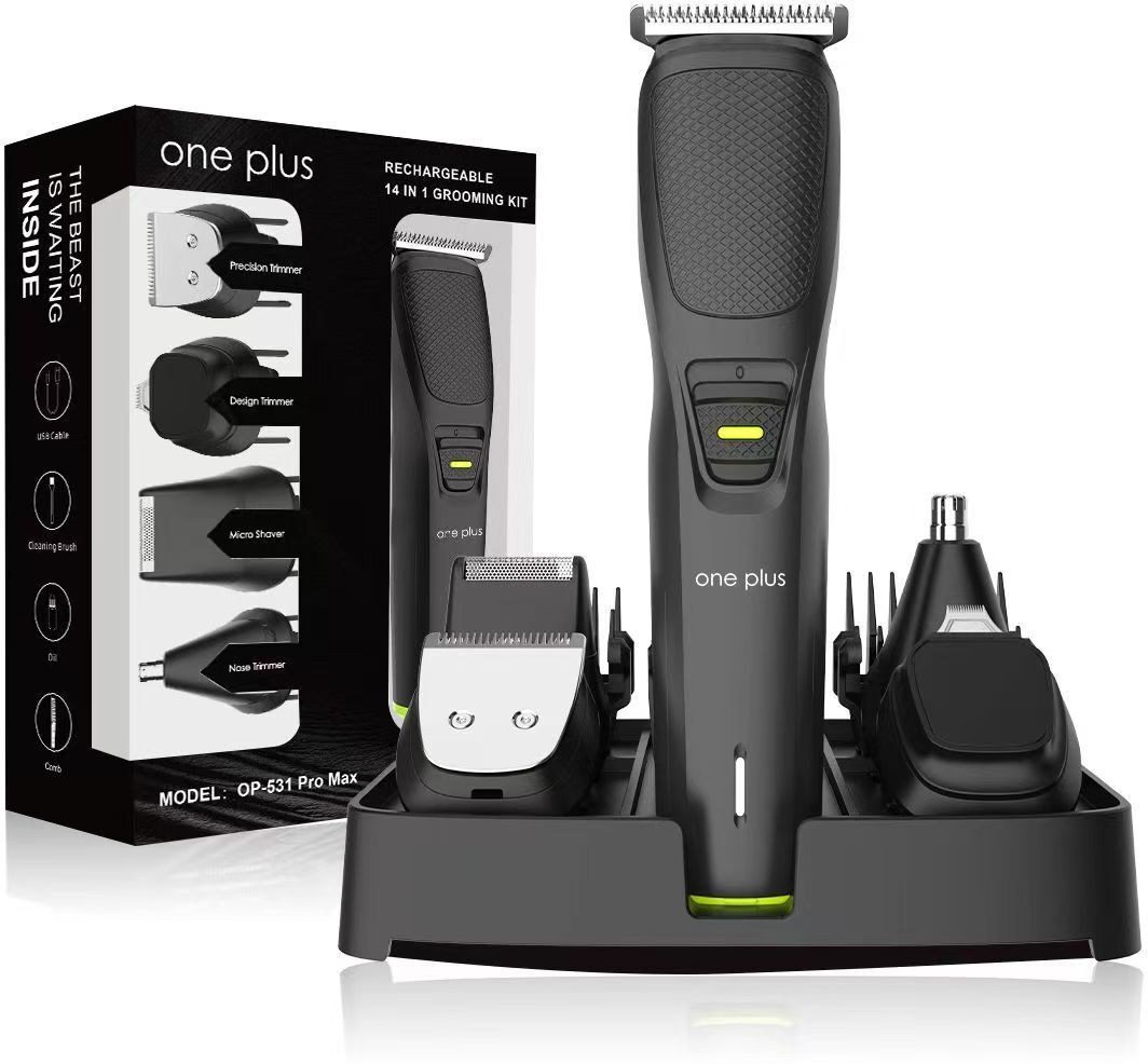 One Plus OP 531 Pro Max 14 in 1 Face, Body & Private Parts,DualCut Tehnology Grooming Kit Trimmer 120 min Runtime 4 Length Settings-image-12