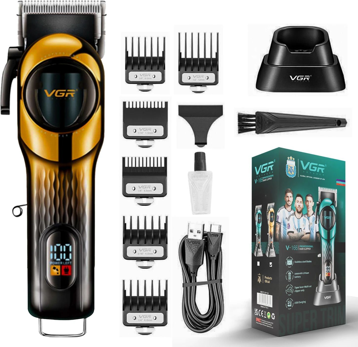 VGR V-166 Professional Cord/Cordless Hair Clipper Trimmer 200 min Runtime 7 Length Settings-picture-15