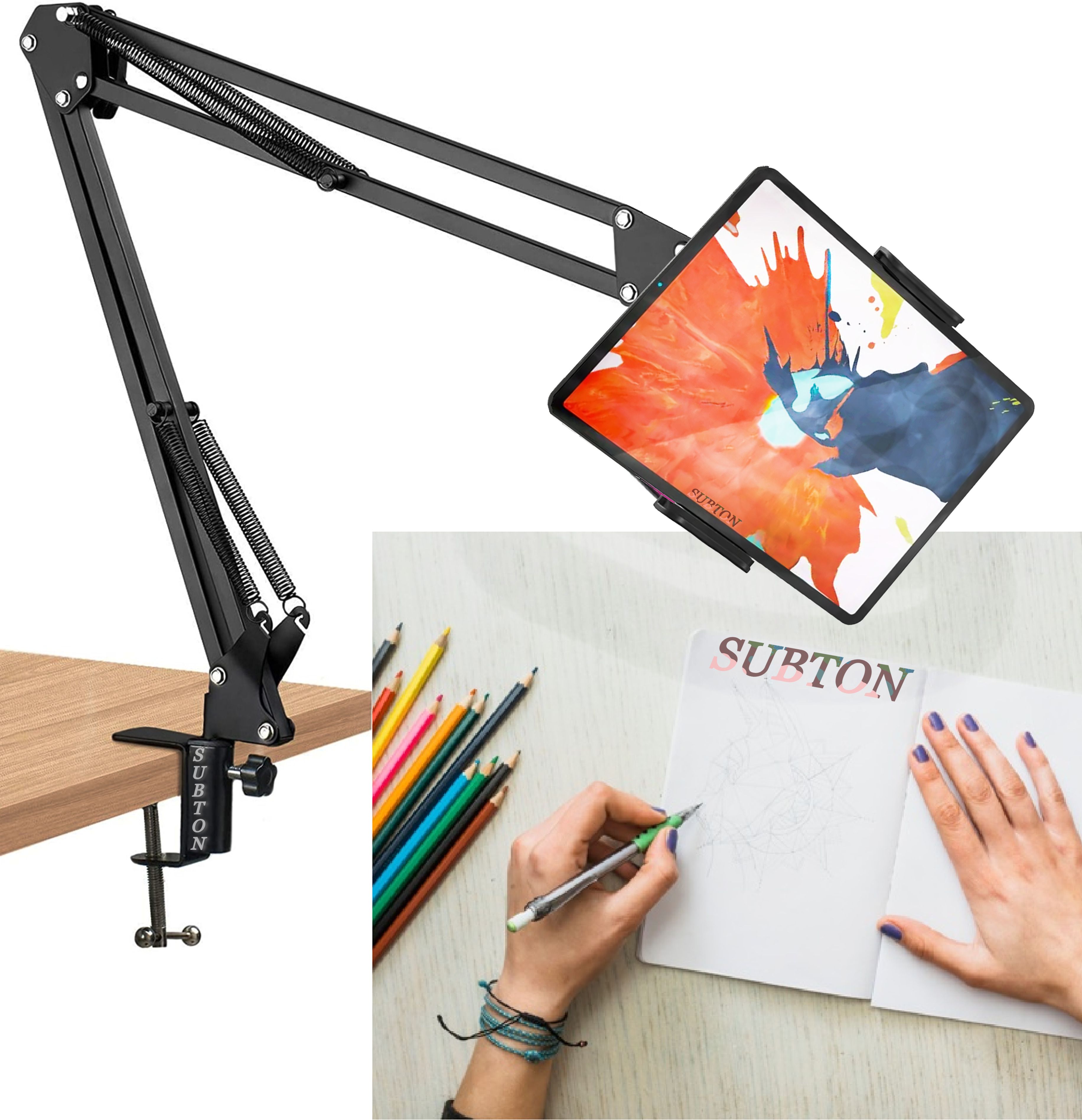 subton Photography Mobile & Tablet Holder Tripod Camera Stand with 360 Rotation for Overhead Video shooting,Cooking Videos,Online Claases YouTube Short Videos etc Compatible with All Mobile Phones & Tablets Tripod, Monopod, Tripod Clamp, Tripod Bracket, Tripod Ball Head-image-18