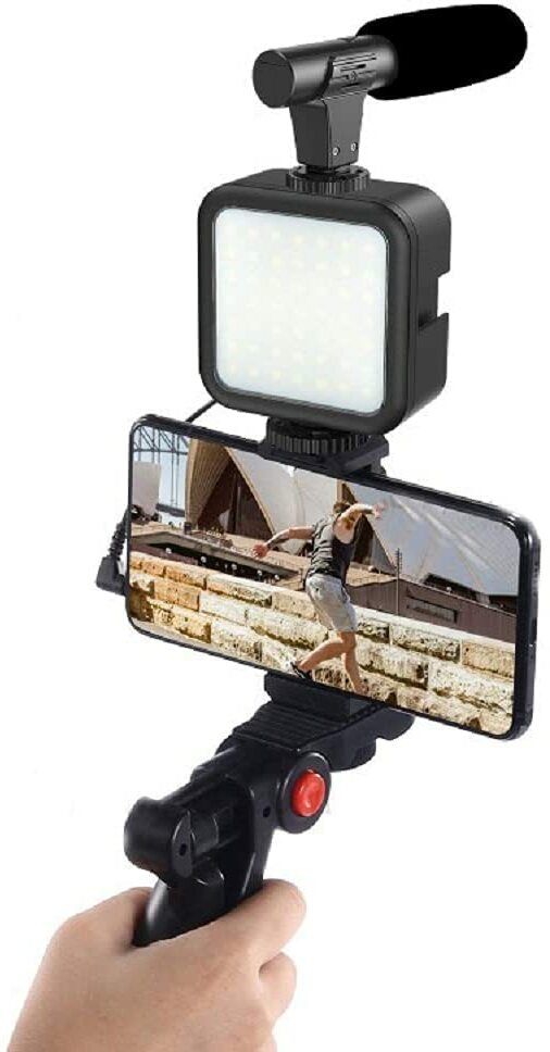 advik vlogging video maker kit with microphone for video recording & light tripod kit tripod kit