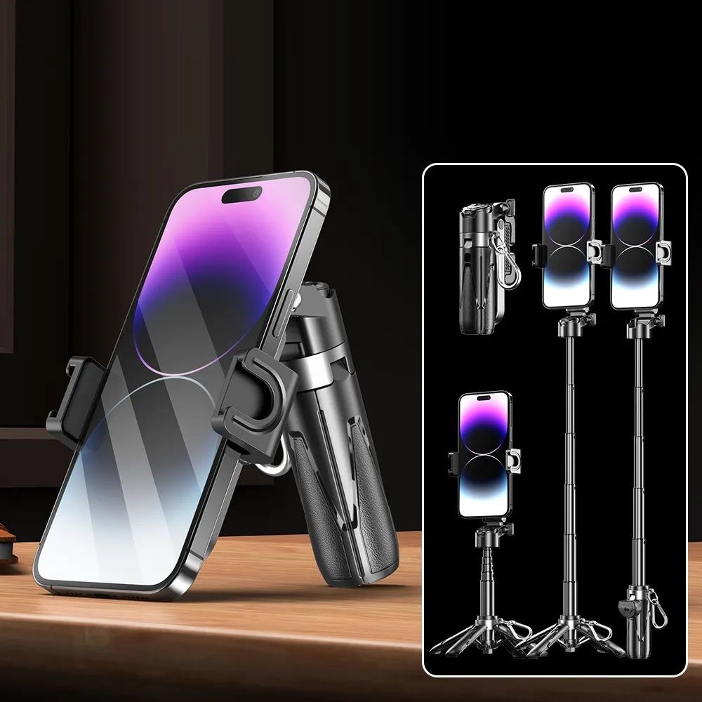 FKU Stainless Steel P15 Retractable Mini Pocket Selfie Stick With Remote Bluetooth Selfie Stick-image-12