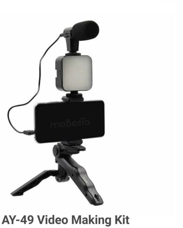ETH UTILITY STORE Vlogging Kit with Tripod, Microphone & LED Light for Mobile Video Monopod Kit, Tripod Kit-image-6