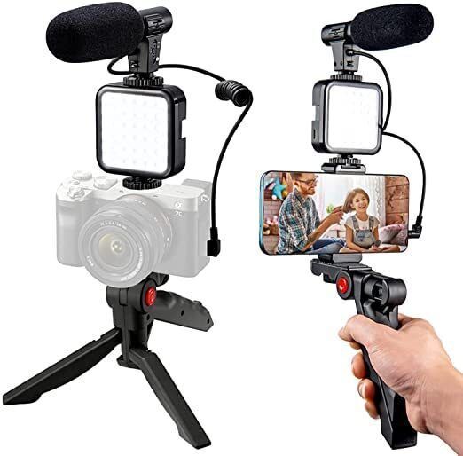 Nivara Vlogging Kit for Video Making, Mic, Mini Tripod Stand, LED Light Monopod Kit-image-41