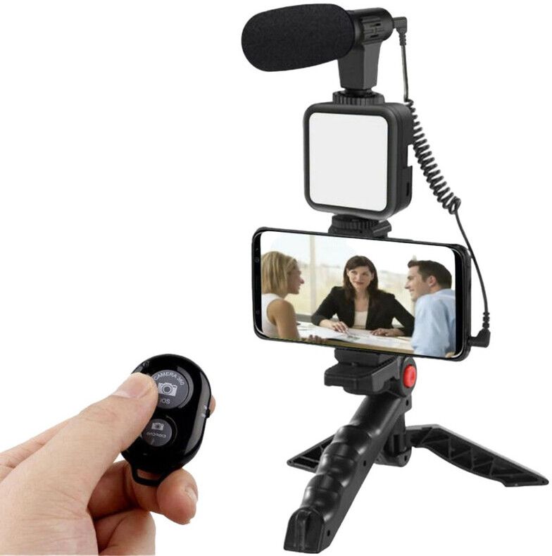 ETH UTILITY STORE Portable Video Vlogging Kit with Tripod, Mic & LED Light for Content Creation Monopod Kit, Tripod Kit-image-21