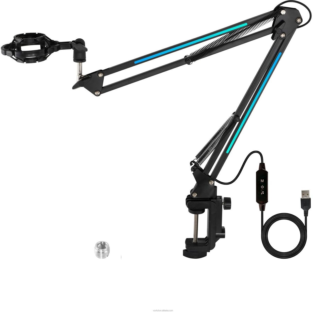 MILLETS Overhead RGB Microphone Arm Stand,Mic Arm with RGB Light for Studio Monopod Kit-image-25