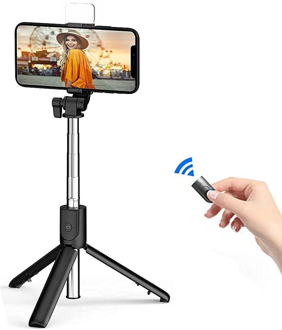 ZOKMOB Selfiestick tripod stand with light for Vlog Video Shooting Photography YouTube Monopod, Monopod Kit, Tripod, Tripod Kit, Tripod Bracket-image-8
