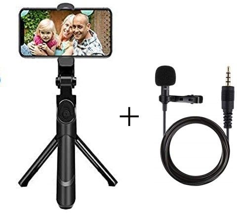 SOJUBA New Bluetooth Selfie stick Tripod with Remote + Collar Mic Monopod mobile holder Monopod, Tripod, Tripod Kit-image-17