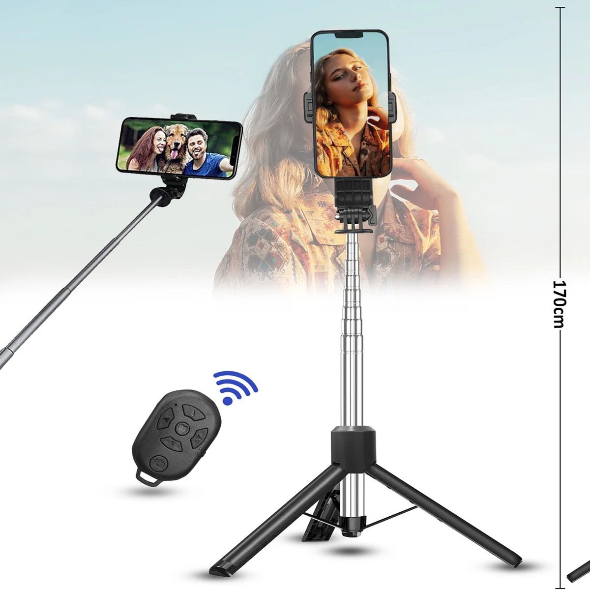 Wanzhow Wireless Bluetooth Remote | 360° Phone Mount for Travel, Single Gimbal for Mobile-picture-48