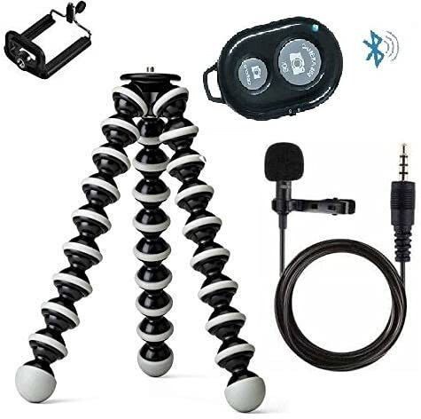 PKST Gorilla Tripod/Mini 33 cm (13 Inch) Tripod for Mobile Phone with Phone Holder & Selfi Remote and Coller Mic | Flexible Gorilla Stand for DSLR & Action Cameras (Gorilla Tripod | Remote | Mic) Monopod Kit, Tripod, Tripod Ball Head, Tripod Bracket, Tripod Clamp, Tripod Kit image 1