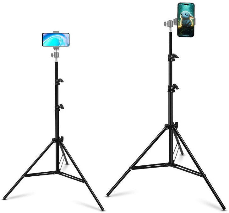 SHUDAUSHI Portable 7 Feet (84 Inch) Mobile Clip Holder for All Mobiles & Cameras Tripod Tripod Ball Head, Tripod Kit-picture-10