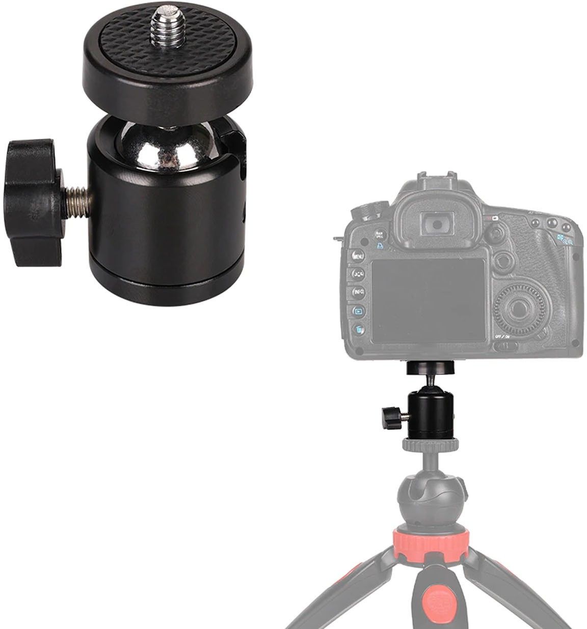 Wanzhow Camera Tripod Ball Head 1/4 Screw,90 degree tilting & 360 Rotating Tripod Ball Head-image-12