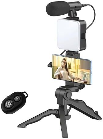 mehulbm Vlogging Kit 6 in 1 for iPhone, Android (with Tripod), Mini LED Tripod Kit-image-19