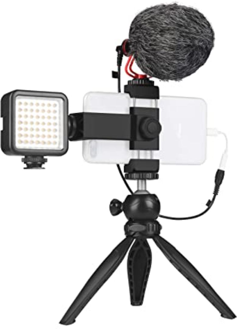 Clairbell ZED_1011_Video Vlogger Kit Microphone LED Fill Light Tripod for Phone Video kit Tripod Kit-image-2