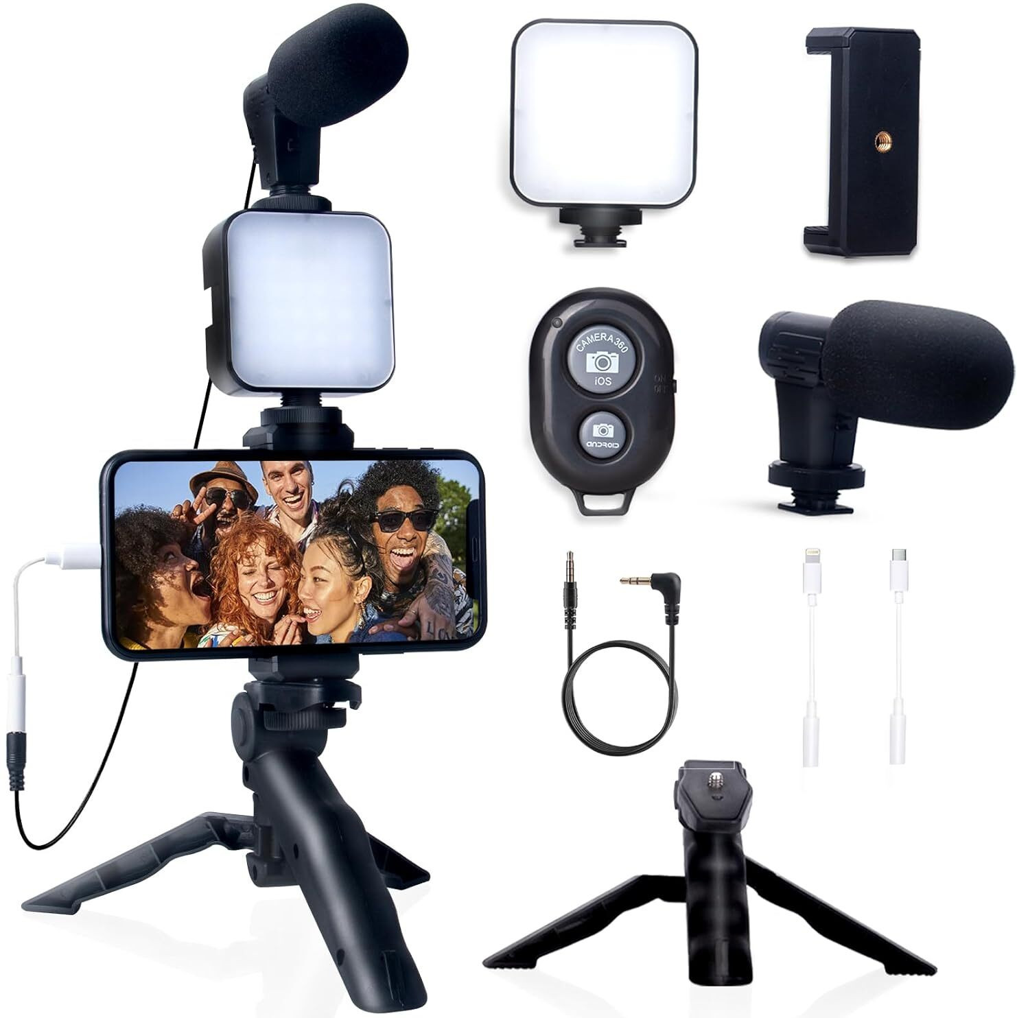 Worricow Vlogging Kit for Video Making=Bluetooth Remote,Mini Tripod Stand, LED Light. Tripod Kit image 1
