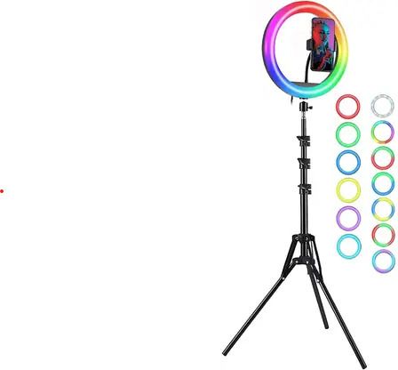 JUMPO RGB Ring Light 12" With 7 Feet Tripod Stand For Making Reels, Photography Tripod-picture-10