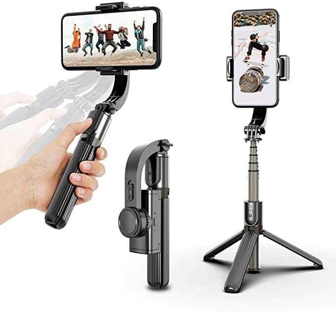 hybite Foldable Handheld Gimbal 1-Aixs Stabilizer Stick with Bluetooth Wireless Remote, Extendable Cell Phone Tripod, 360° Rotation Portable Phone Holder Compatible with All Smartphones Bluetooth Selfie Stick image 1