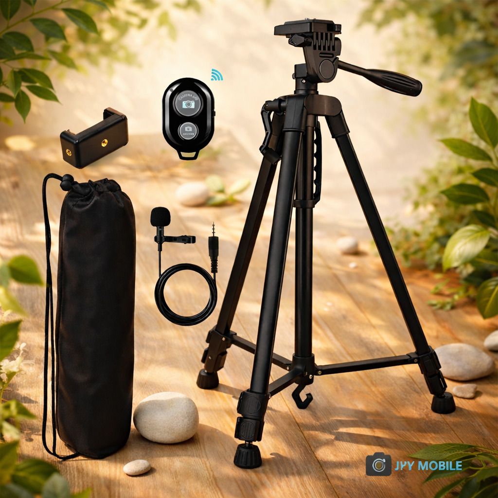 JPY 3366 Tripod (55-Inch), with Mic, Shutter Button & all Mobile Holder Tripod Tripod Kit-picture-22