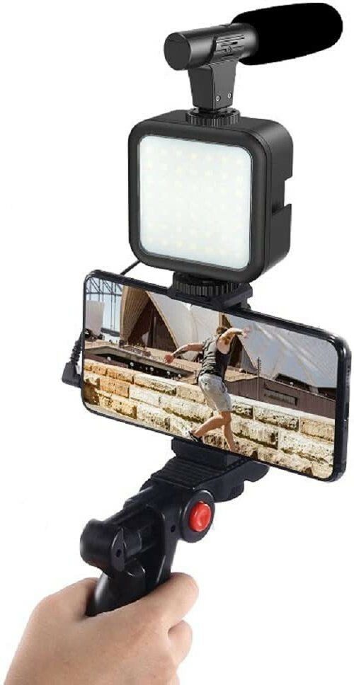 MADSWAS Portable Vlogging Kit Video Recording Equipment with Tripod Fill Light Mic M16 Tripod Kit, Monopod Kit-image-14