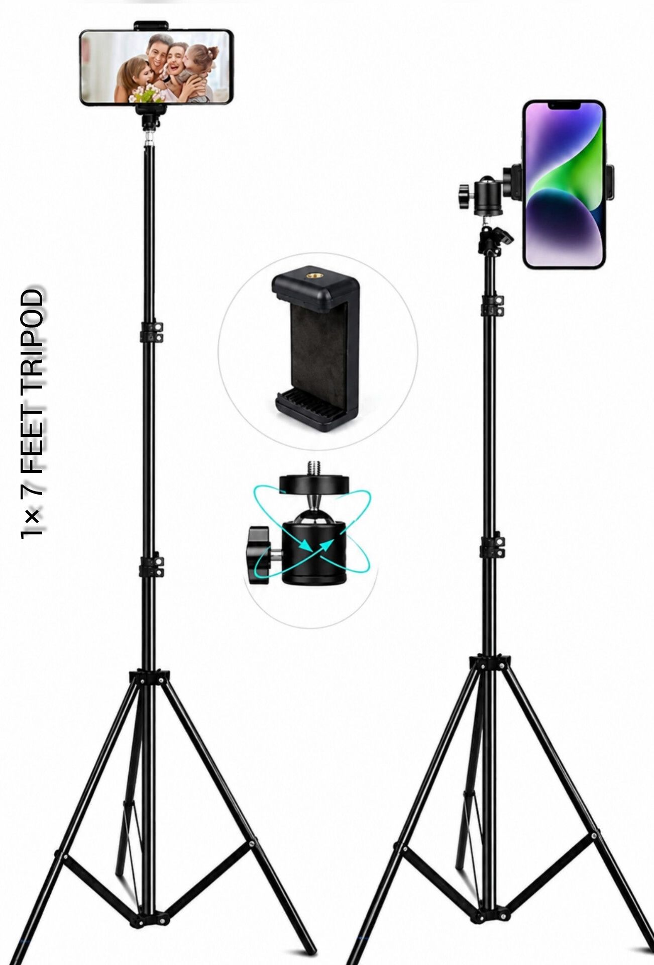 Asathitrader 7 Feet video shoot stand light stand all mobile support 360°Rotation Stand Tripod Kit, Tripod-image-20