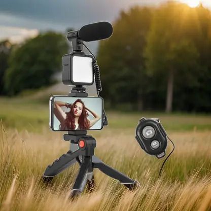 NETZI Vlogging Kit 6 in 1 for iPhone, Android (with Tripod), Mini LED Tripod Kit-picture-14