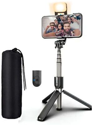 POZUB Foldable Extendable Photography Selfie Stick Stand with BT Remote, LED Light+Bag Tripod, Monopod, Tripod Kit, Tripod Clamp-image-26