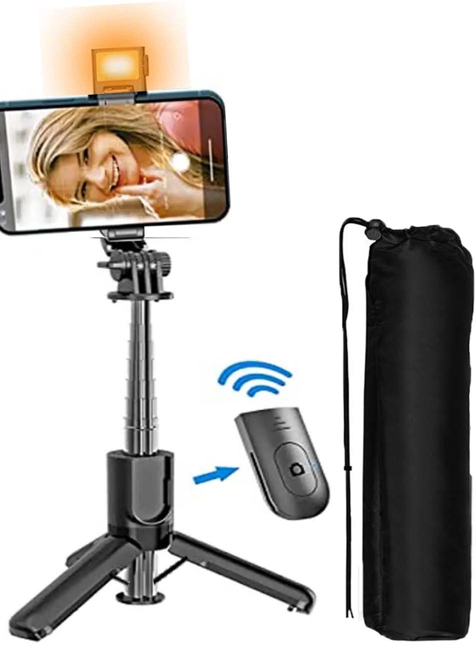 BUFONA Remote BT Selfie Stick Tripod Stand with Fill Light for Vlogging Reels&Travel Tripod, Tripod Kit, Monopod-image-2