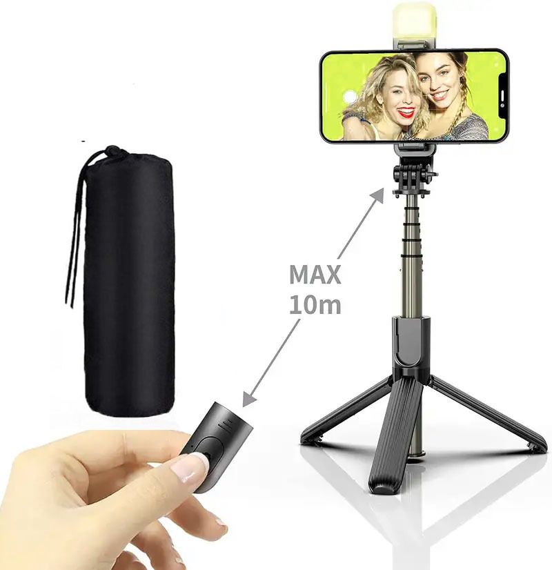 POZUB 3-in-1 Multifunctional Bluetooth Selfie Stick Stand With Flash Light +Bag Tripod, Monopod, Monopod Kit-picture-40