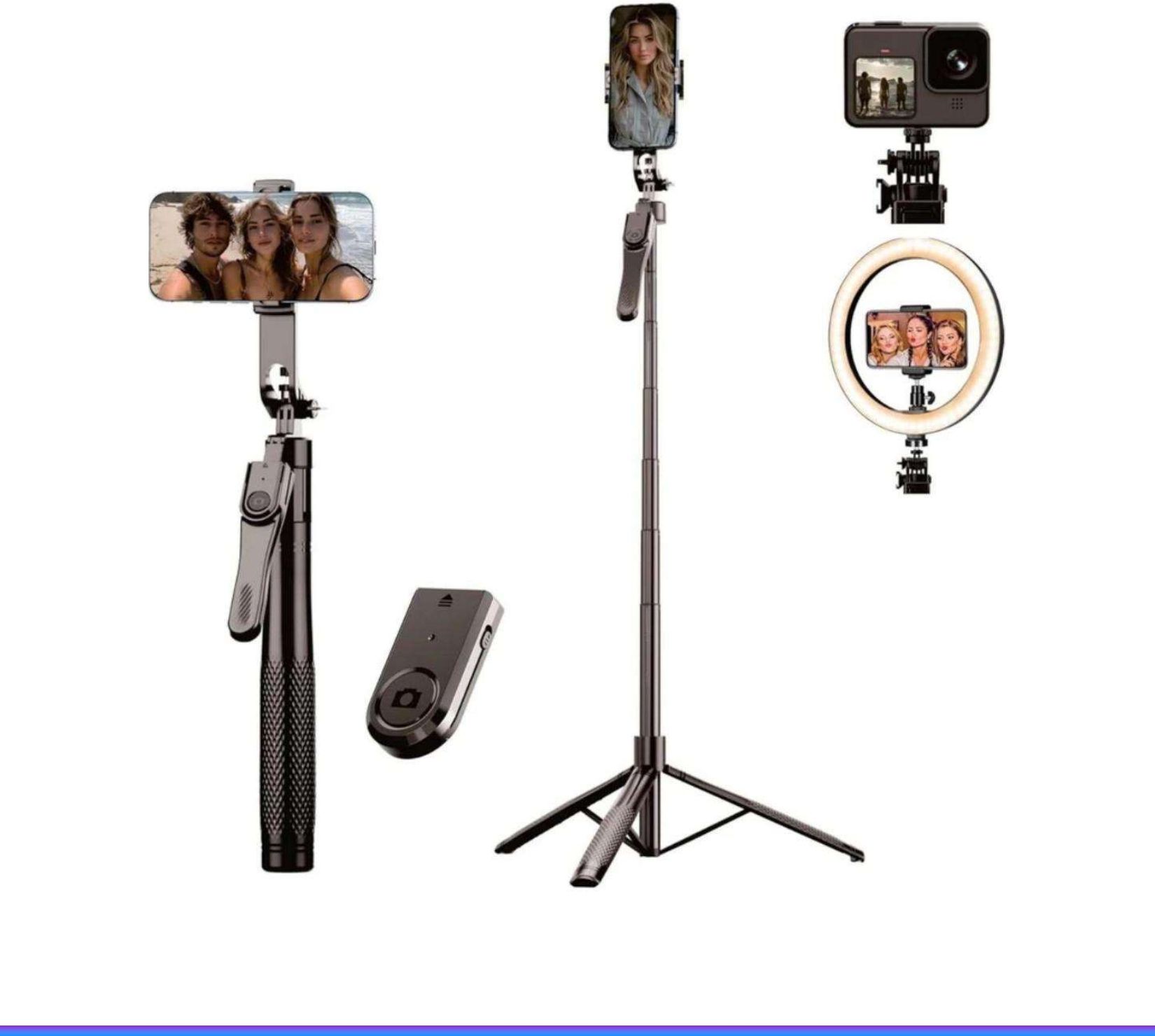 FITRIC K29 Long Tripod 1.9m Bluetooth Remote Mobile Stand Vlogging Video B100 Tripod, Monopod-image-39