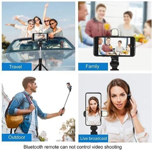 BORNTOGLOW Selfie Stick Tripod 360°Extendable Pole, Wireless Remote Stable 3-Leg Stand B92 Tripod, Monopod-image-47