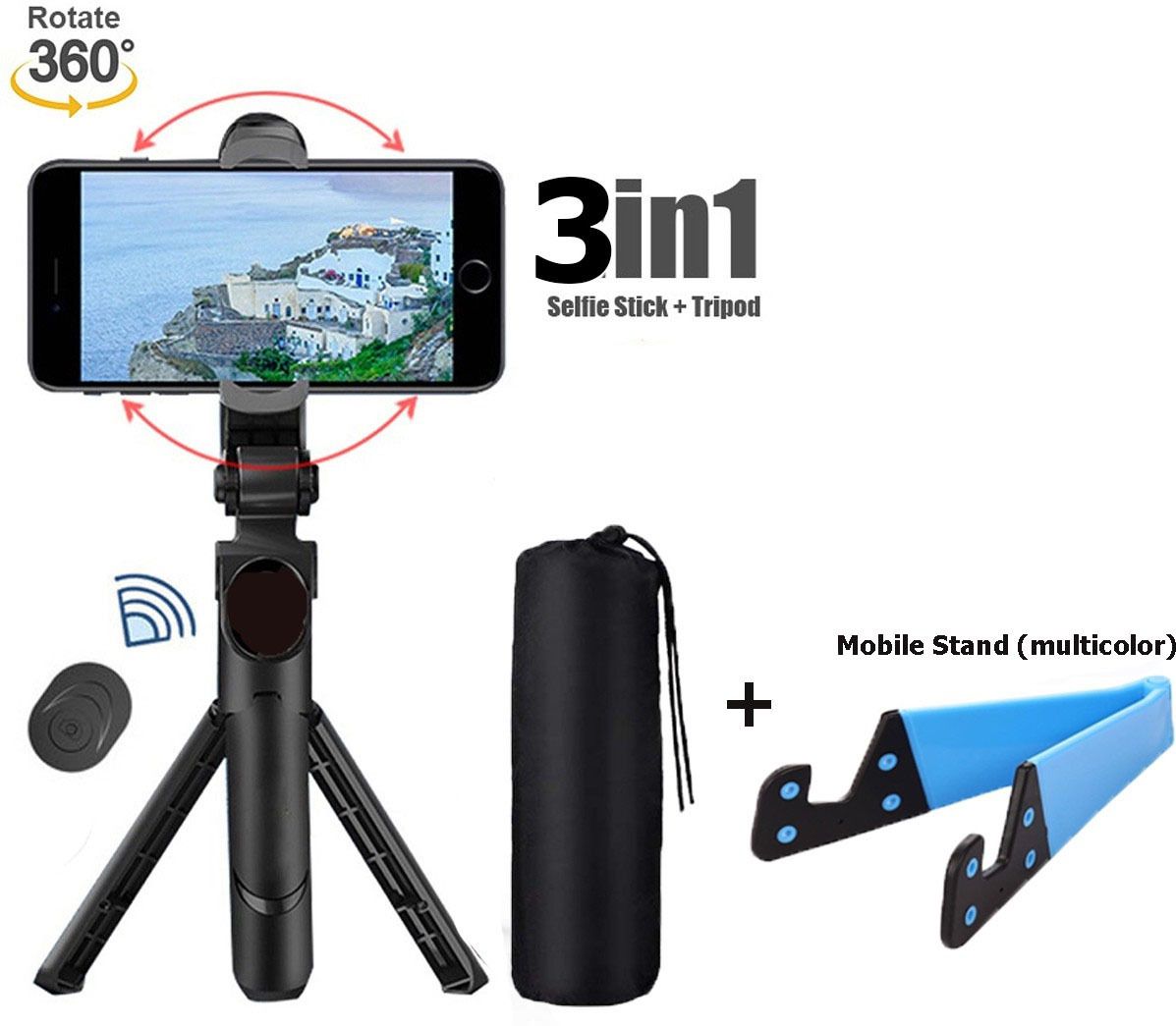 POZUB Bluetooth Foldable Mini Tripod Selfie Stick Monopod Mobile Phone Holder Stand Tripod, Monopod, Monopod Kit, Tripod Kit, Tripod Clamp, Tripod Bracket, Tripod Ball Head-image-29