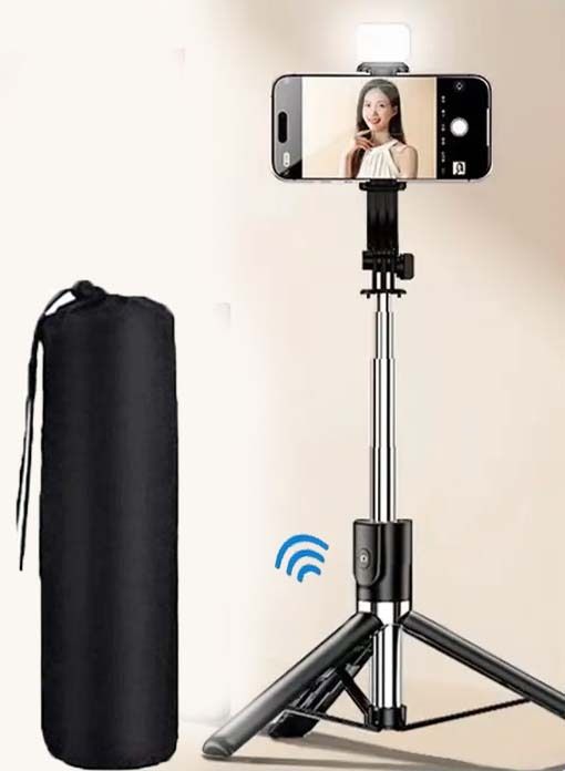 POZUB Bluetooth Remote R7S-L Phone Stand Selfie Video Stick with Stand Holder Tripod, Tripod Kit, Tripod Clamp, Monopod-image-1
