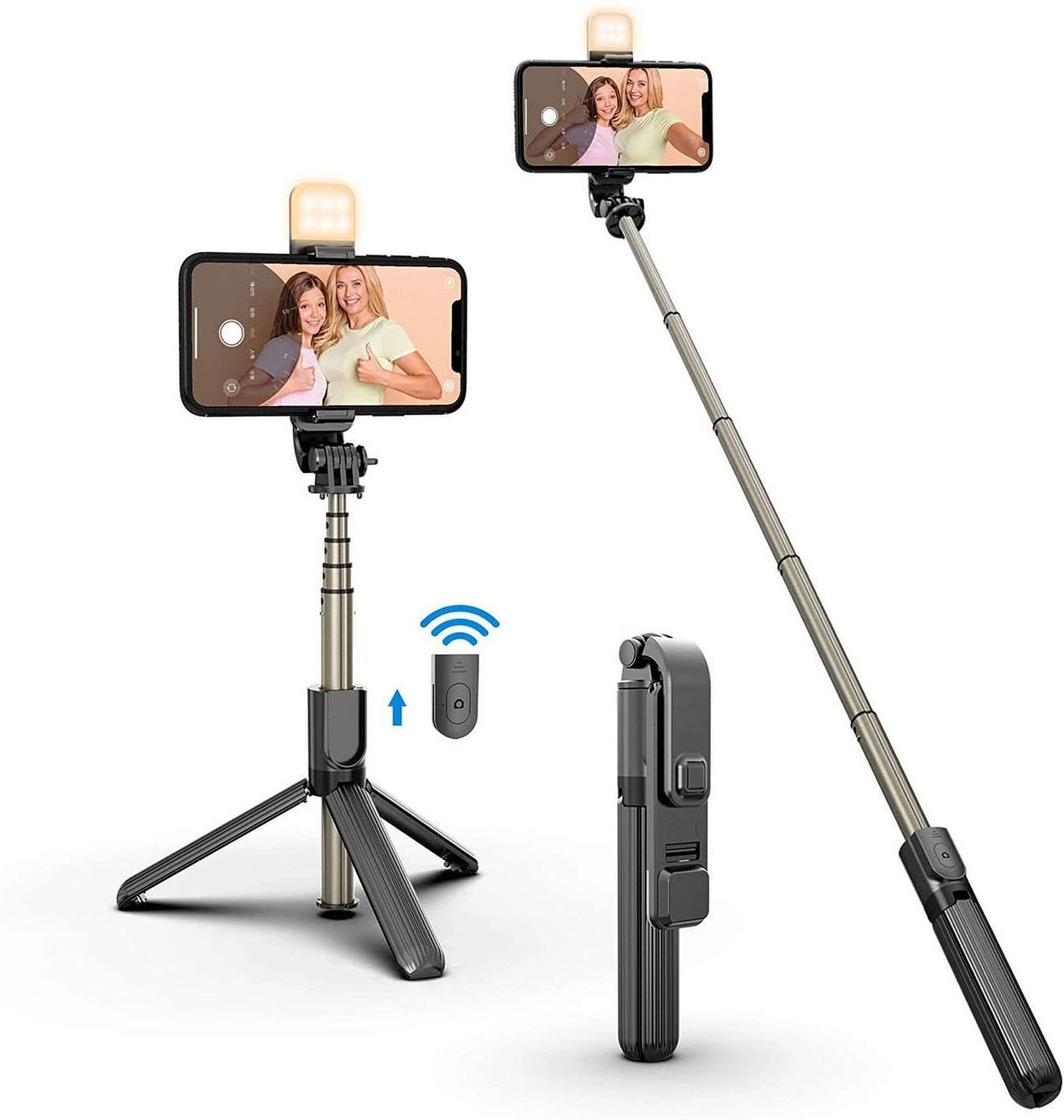 USTINE Trendy R1S Selfie Stick With Remote Light Adjustable For All Smartphones Tripod-picture-31