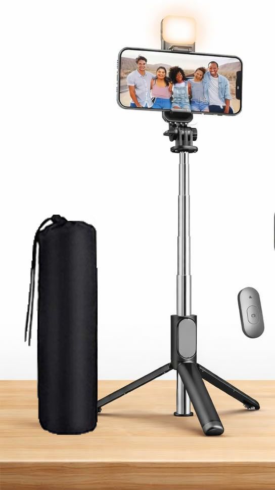 POZUB Brackets Mobile Bluetooth Selfie Stick With LED Light Flash Mobiles Stand+Bag Tripod, Monopod, Tripod Kit, Tripod Clamp-image-28
